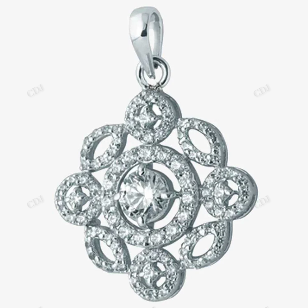 Sterling Silver Circle Leaf Shape Pendant hip hop jewelry CustomDiamJewel