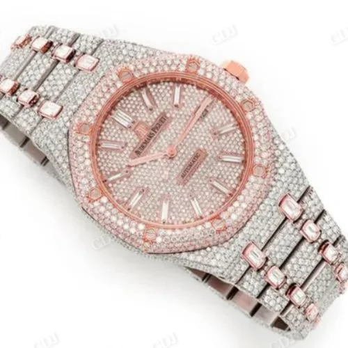 Aude mars Piquet Iced Out Real Diamond Antique Two Tone Watch customdiamjewel