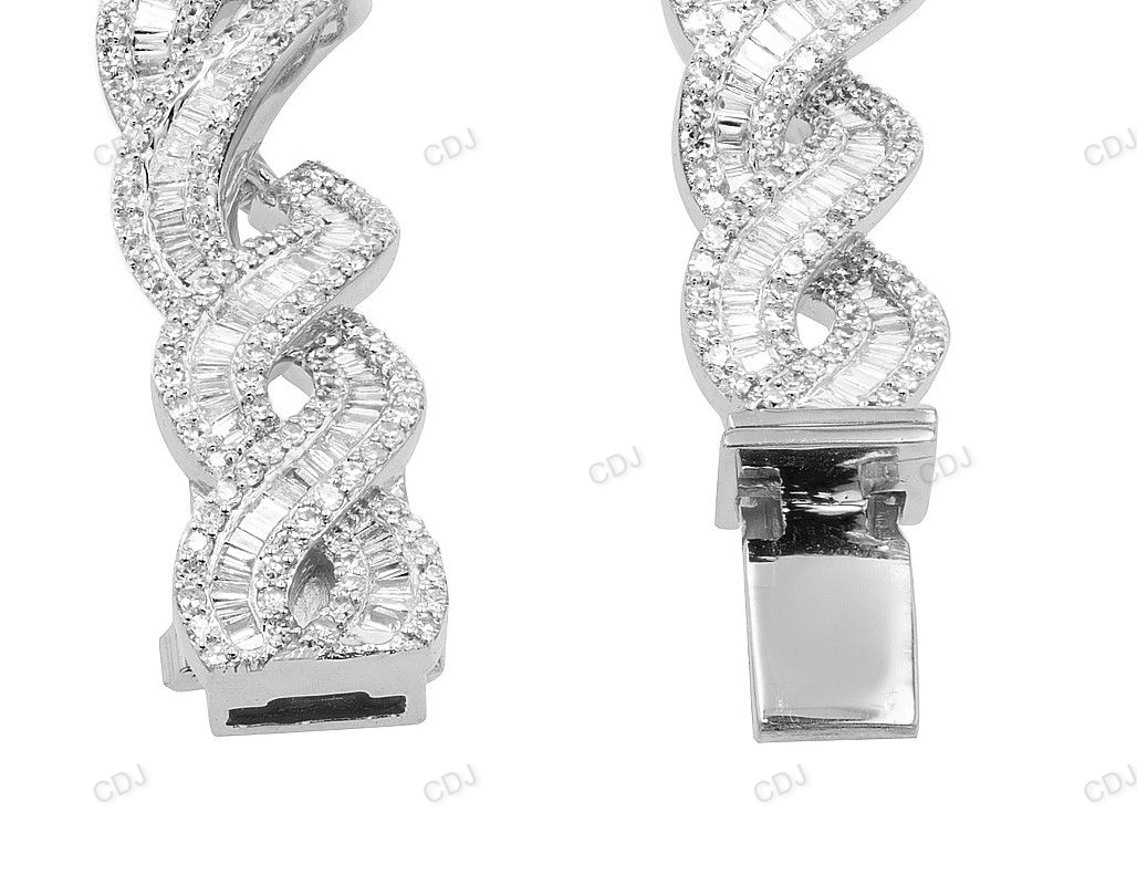 Wave Link Moissanite 925 Sterling Silver Unisex Bracelet hip hop jewelry customdiamjewel