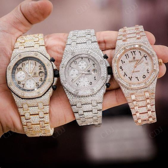 Iced Out 41MM Two Tone Yellow White Cartier Santos Wrist Watch For Men customdiamjewel