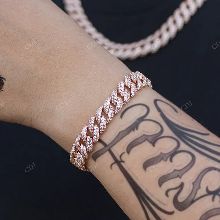 Moissanite Hip Hop Ice Out Cuban Bracelet hip hop jewelry CustomDiamJewel