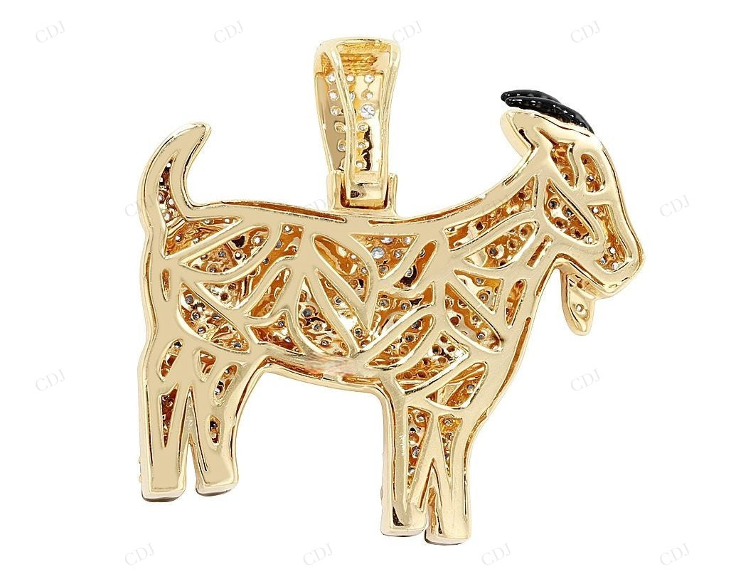 S925 Silver Moissanite Cartoon Goat Pendant CustomDiamJewel