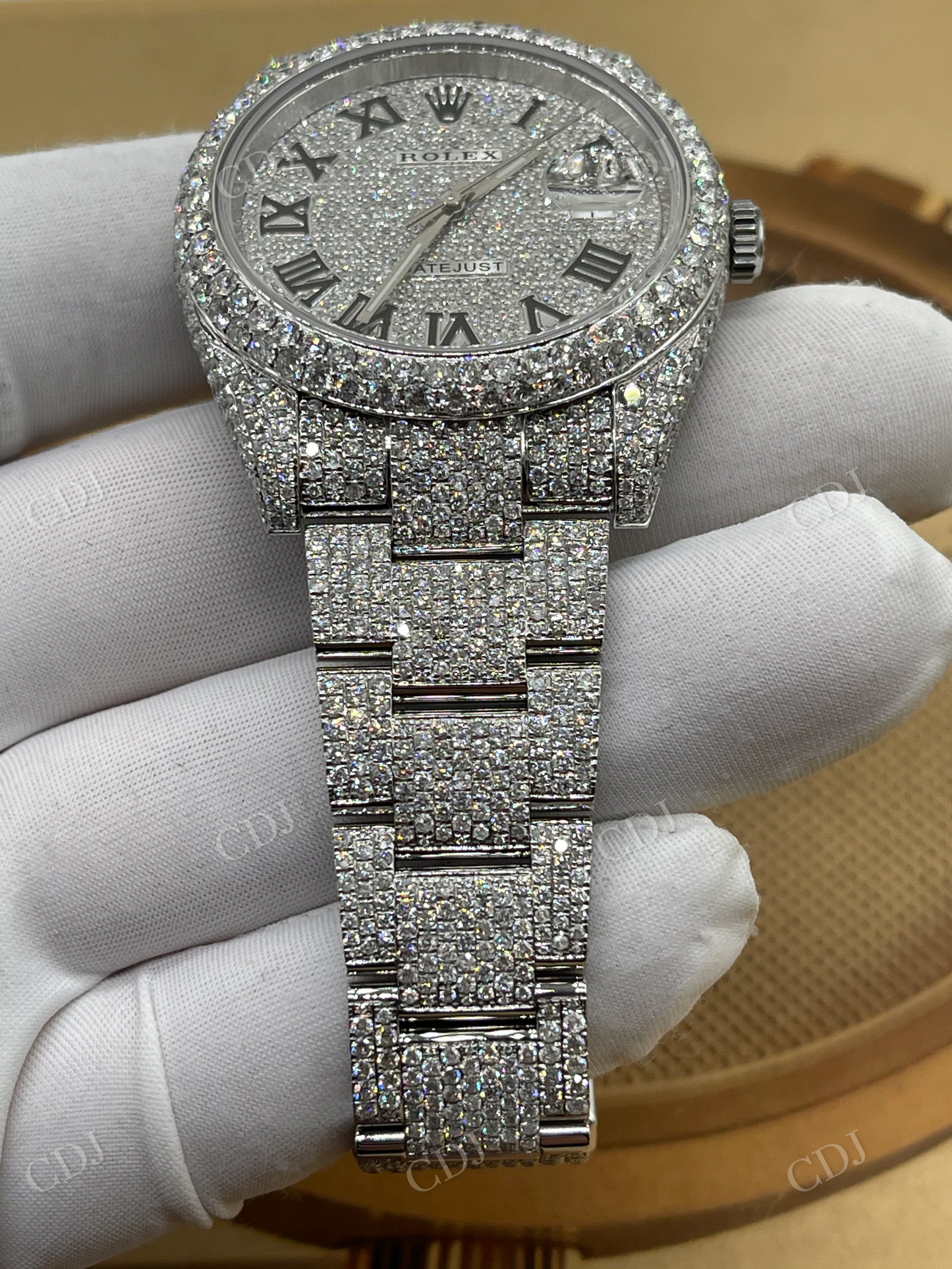 Moissanite Passed Out Diamond Tester Fully Iced Out Watch customdiamjewel