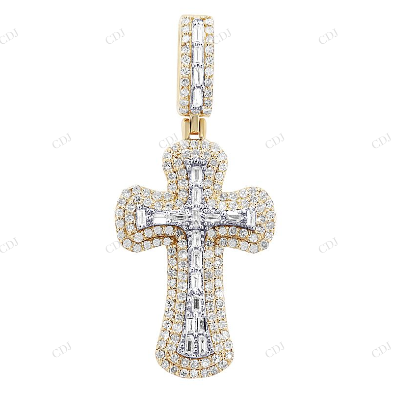 1.5 Inch Lab Grown Diamond 10K Gold Cross Pendant Hip Hop Pendent customdiamjewel