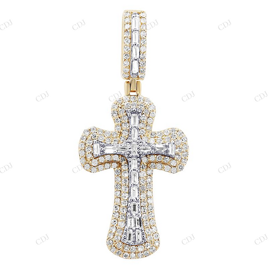 1.5 Inch Lab Grown Diamond 10K Gold Cross Pendant Hip Hop Pendent customdiamjewel