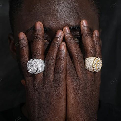 18K Yellow Gold VVS D Moissanite Men's Signet Ring hip hop jewelry CustomDiamJewel