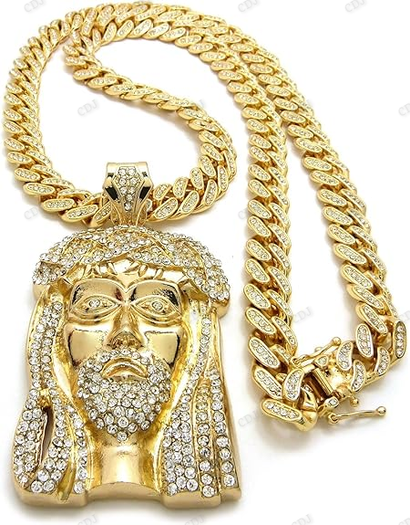 Hip Hop Fully Iced Out Jesus Face Pendant hip hop jewelry CustomDiamJewel