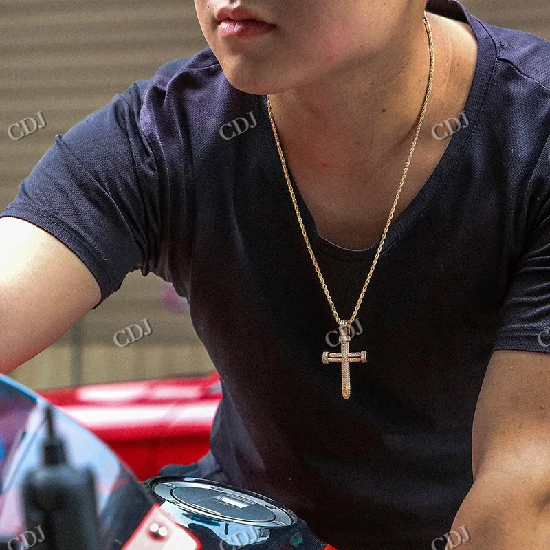 Premium Iced Out Moissanite Cross Pendant For Men hip hop jewelry CustomDiamJewel