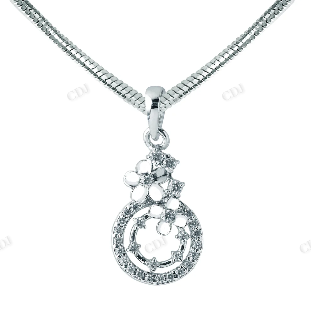 Sterling Silver Elegant Flower Moissanite Pendant hip hop jewelry CustomDiamJewel