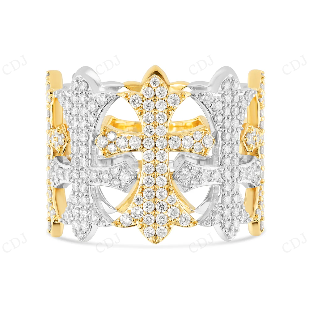 925 Sterling Silver Moissanite Diamond Cross Ring For Men hip hop jewelry CustomDiamJewel