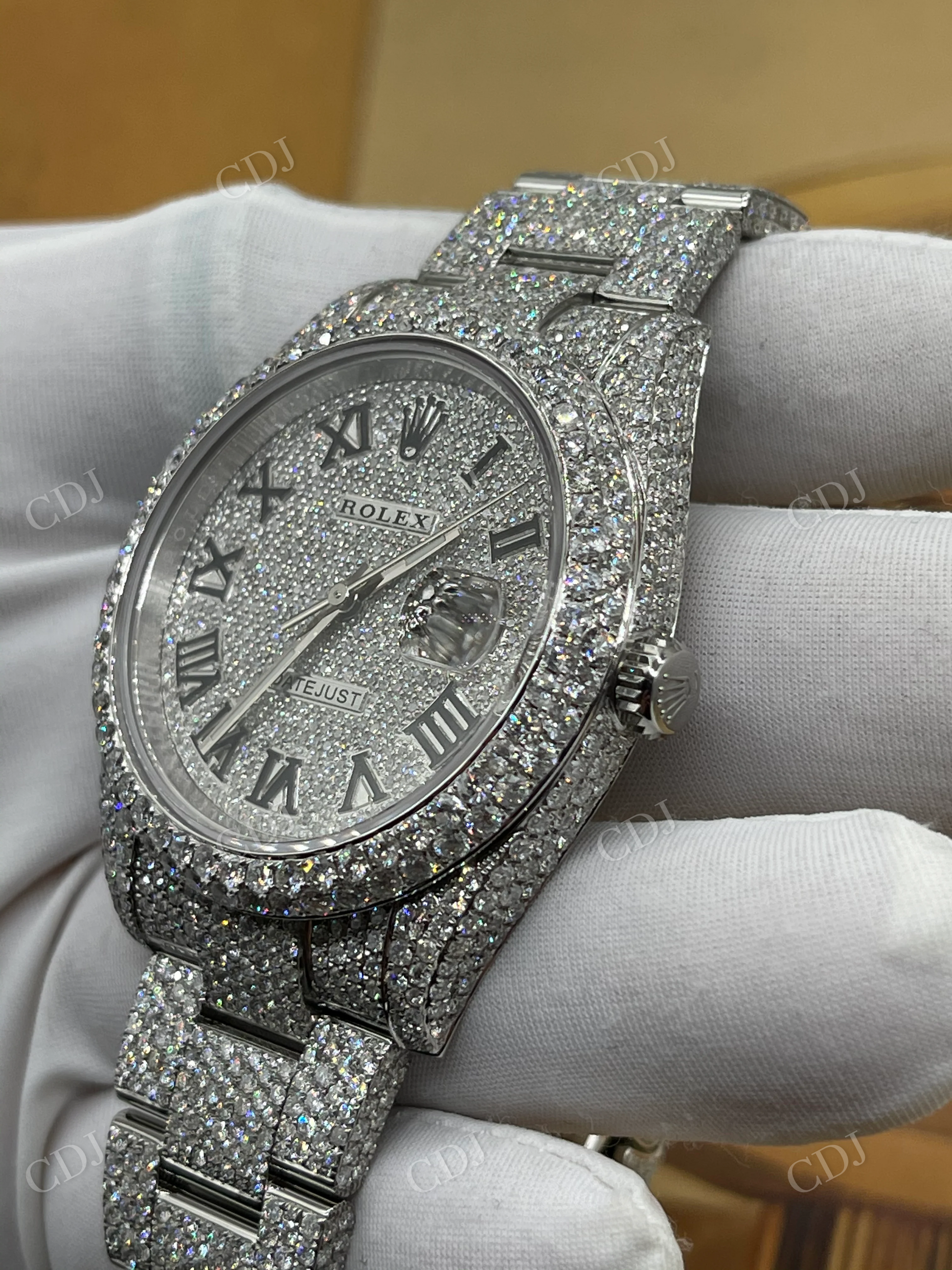 Moissanite Passed Out Diamond Tester Fully Iced Out Watch customdiamjewel