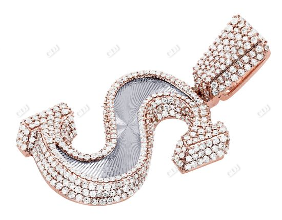 Rose Gold Plated Letter S Iced Out Hip Hop Pendant hip hop jewelry CustomDiamJewel