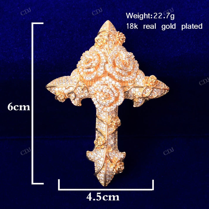 Hip Hop Two Tone Antique Design Cross Pendant hip hop jewelry CustomDiamJewel