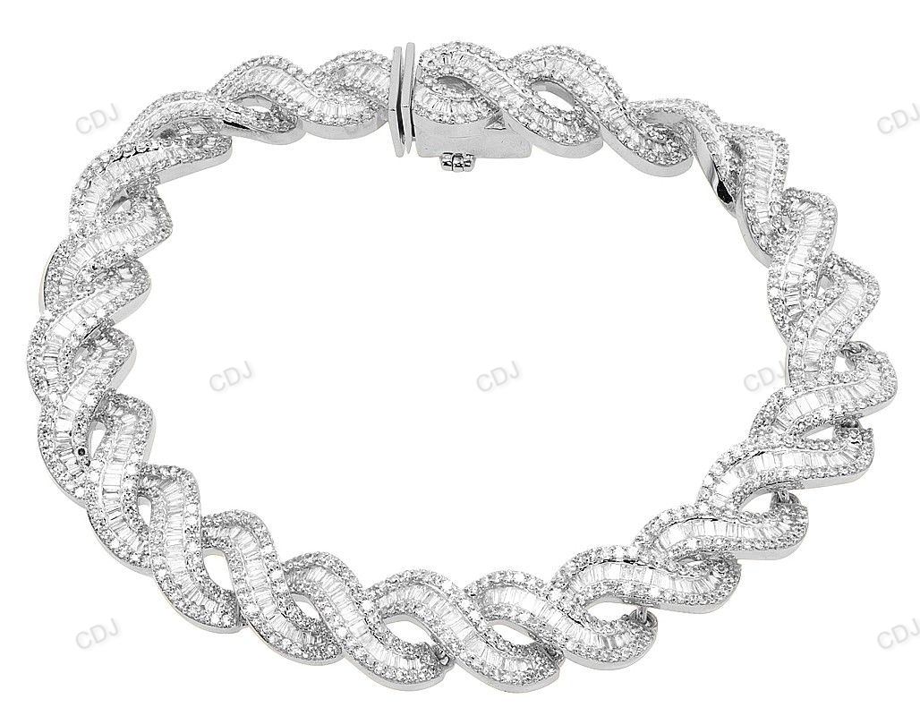 Wave Link Moissanite 925 Sterling Silver Unisex Bracelet hip hop jewelry customdiamjewel