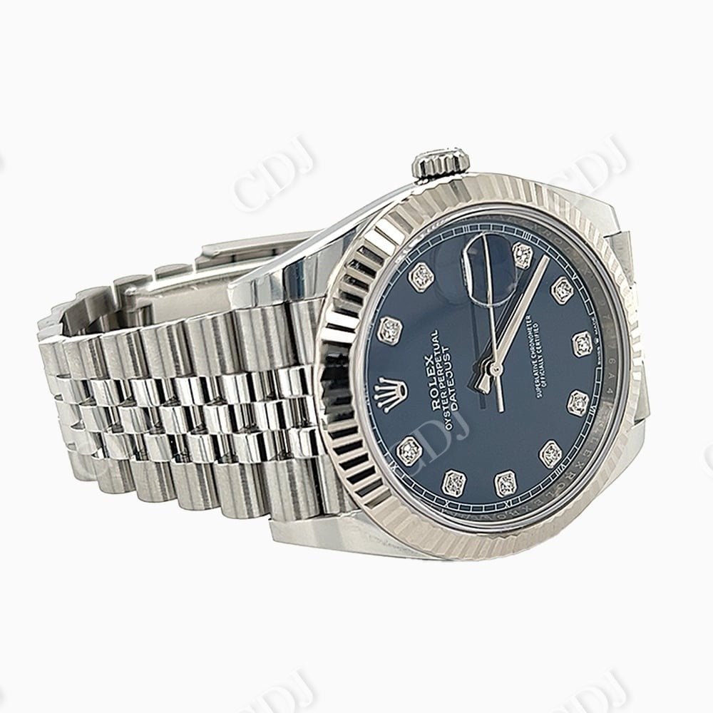 Blue Dial Stainless Steel Rolex Watch customdiamjewel