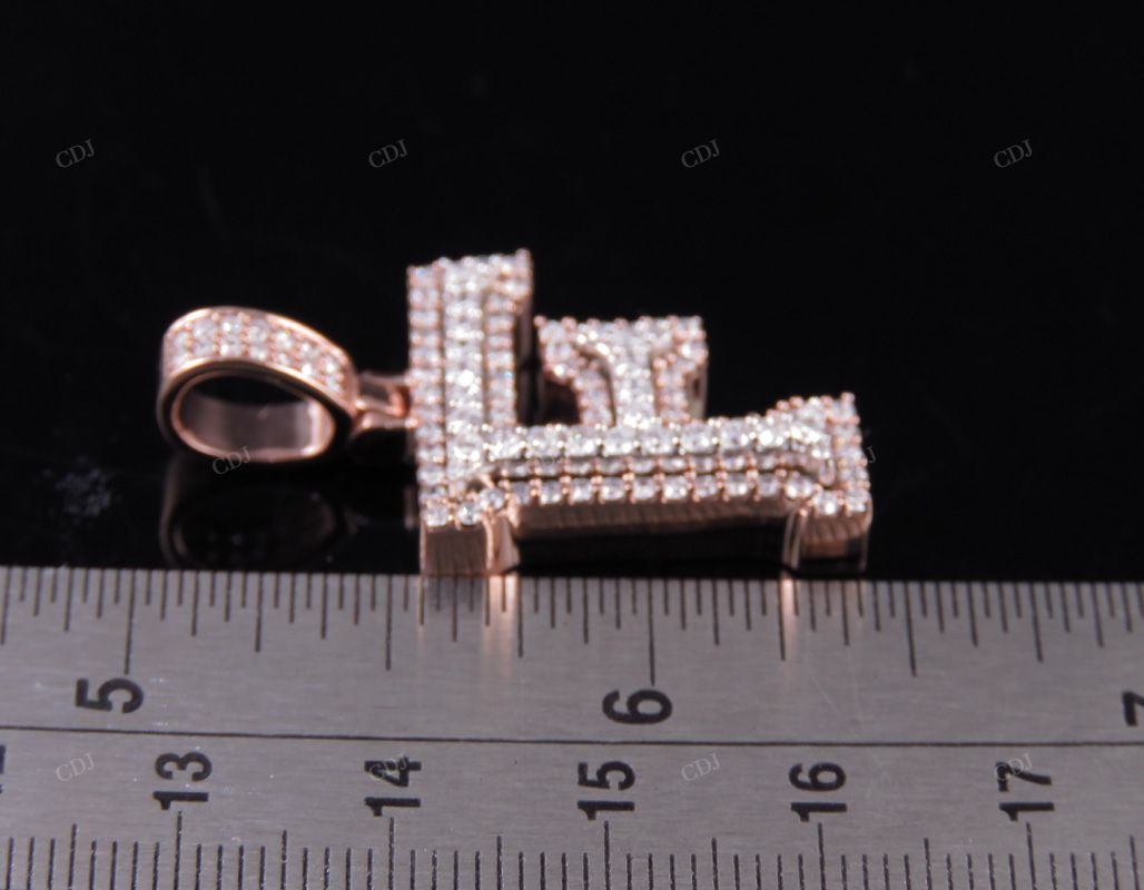 1.5" 1.5 CTW 10K Gold Natural Diamond Initial F Letter Pendant CustomDiamJewel