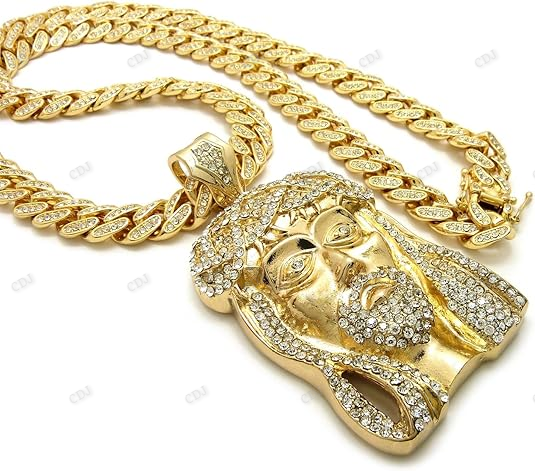 Hip Hop Fully Iced Out Jesus Face Pendant hip hop jewelry CustomDiamJewel