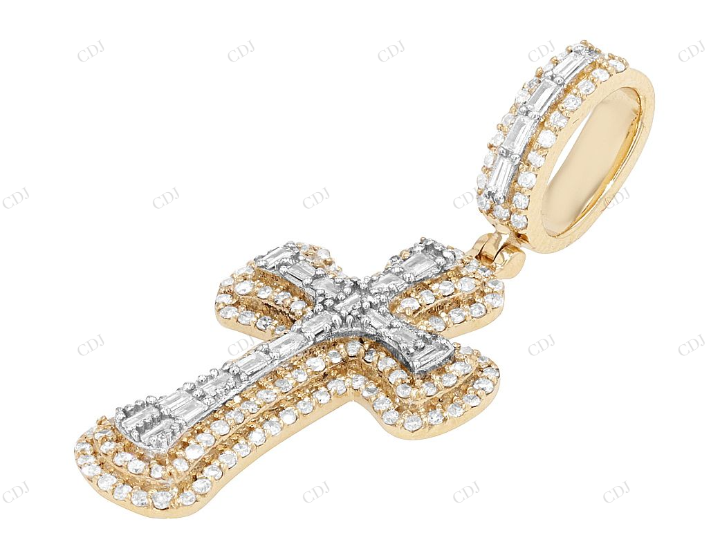 1.5 Inch Lab Grown Diamond 10K Gold Cross Pendant Hip Hop Pendent customdiamjewel