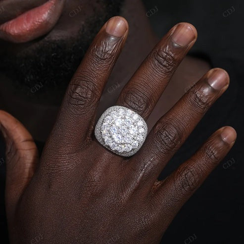 18K Yellow Gold VVS D Moissanite Men's Signet Ring hip hop jewelry CustomDiamJewel