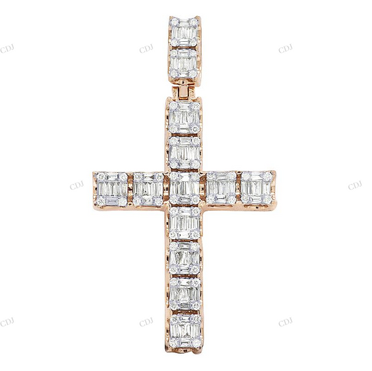 Handmade Cluster Moissanite Cross Pendant hip hop jewelry CustomDiamJewel