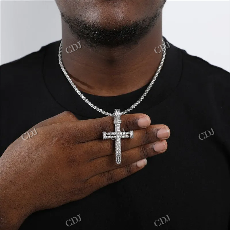 Premium Iced Out Moissanite Cross Pendant For Men hip hop jewelry CustomDiamJewel