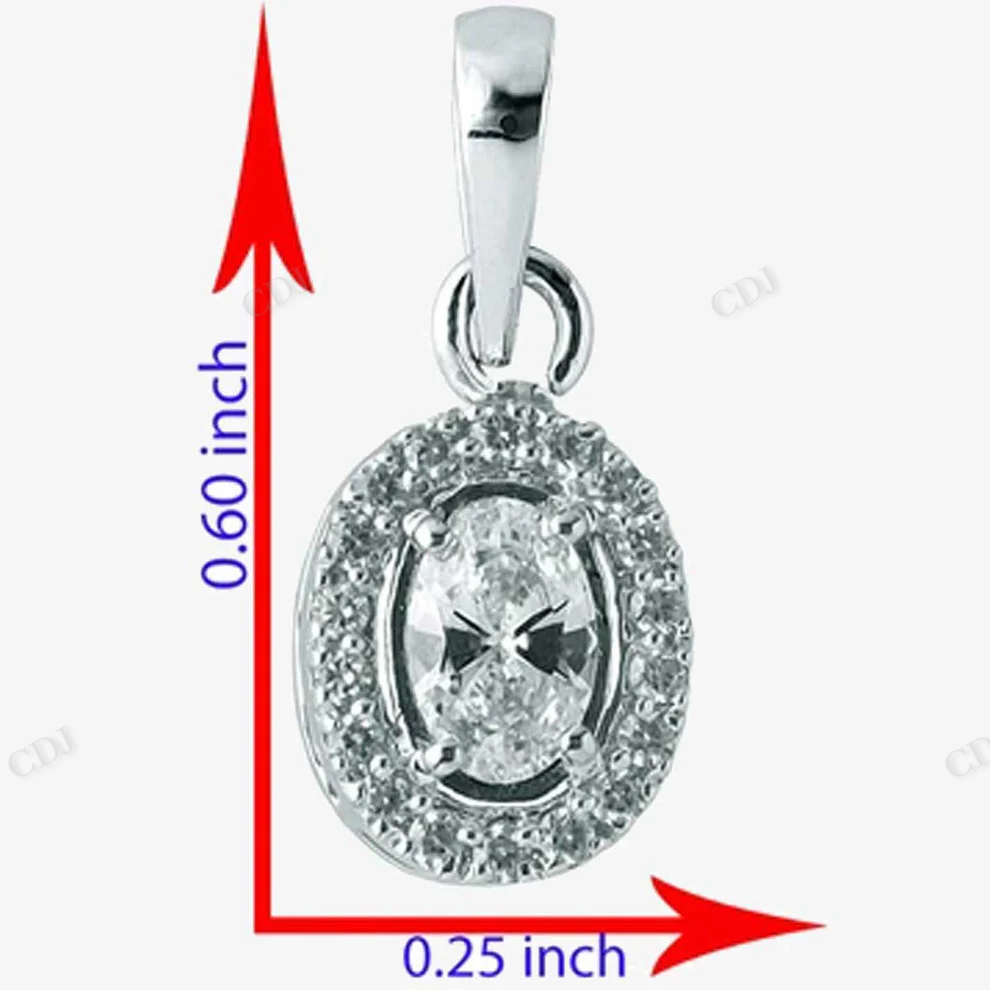 Sterling Silver Oval Shape Halo Moissanite Pendant hip hop jewelry CustomDiamJewel