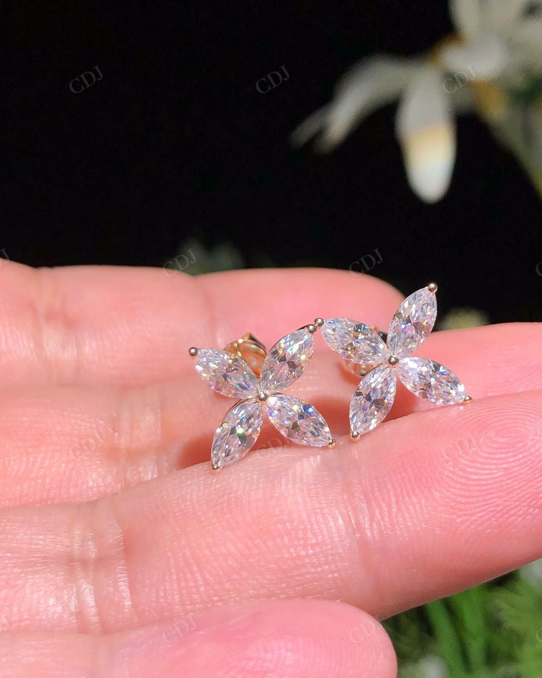 Marquise Cut Lab Grown Diamond Custom Earrings