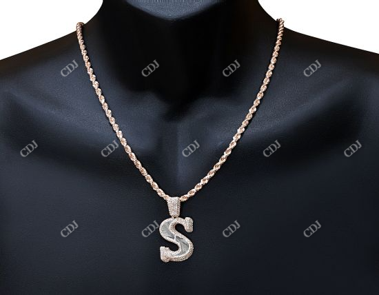 Rose Gold Plated Letter S Iced Out Hip Hop Pendant hip hop jewelry CustomDiamJewel