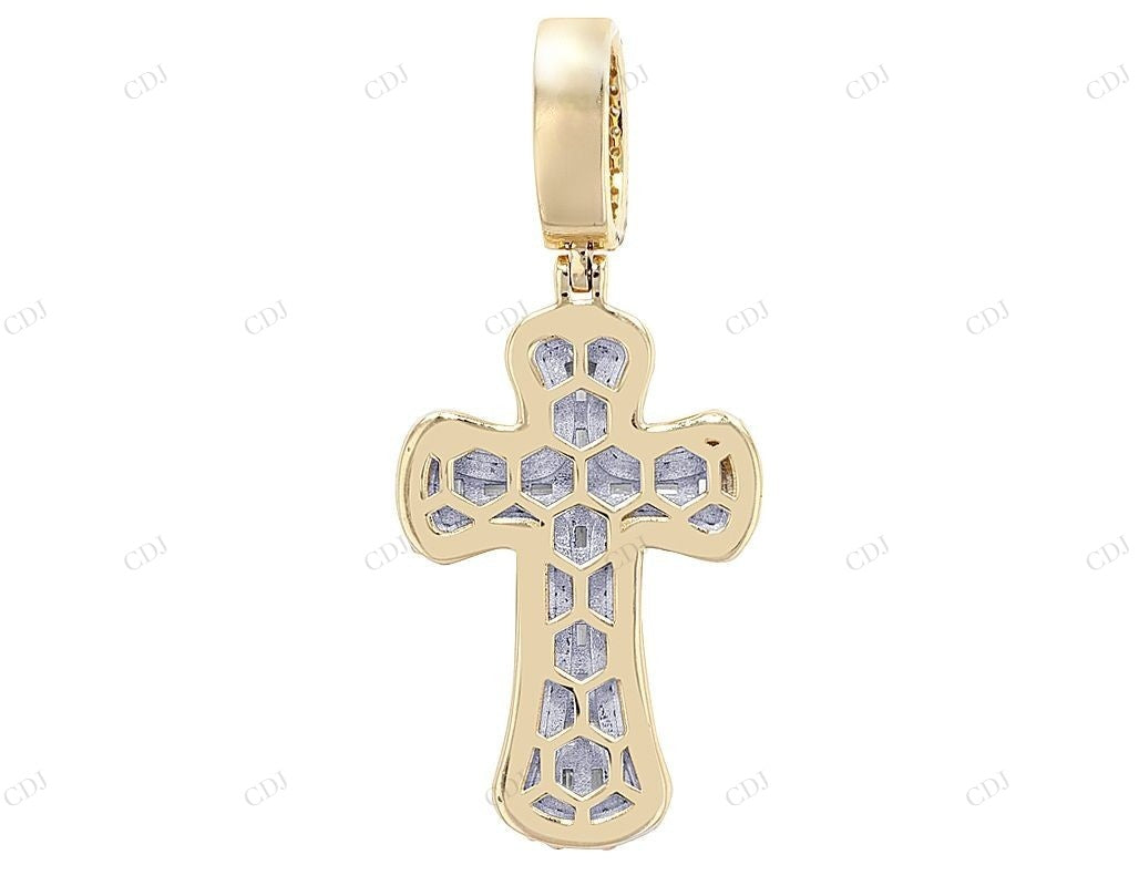 1.5 Inch Lab Grown Diamond 10K Gold Cross Pendant Hip Hop Pendent customdiamjewel