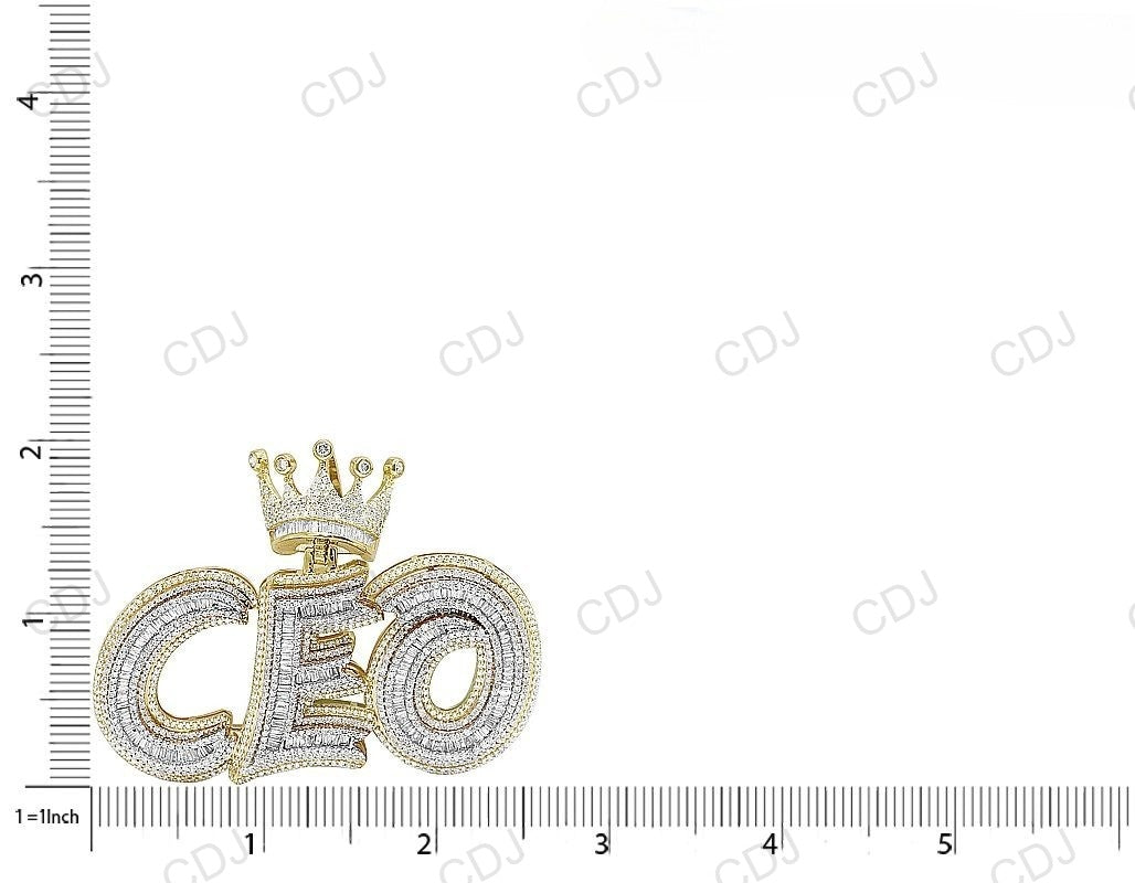 Hip Hop 925 Silver Baguette Diamond CEO King Crown Pendant hip hop jewelry CustomDiamJewel