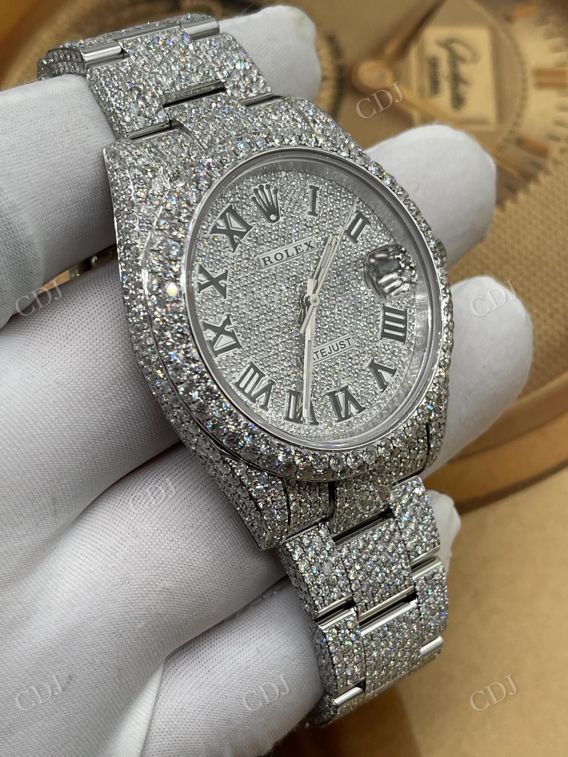 Moissanite Passed Out Diamond Tester Fully Iced Out Watch customdiamjewel