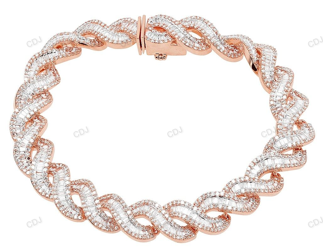 Wave Link Moissanite 925 Sterling Silver Unisex Bracelet hip hop jewelry customdiamjewel