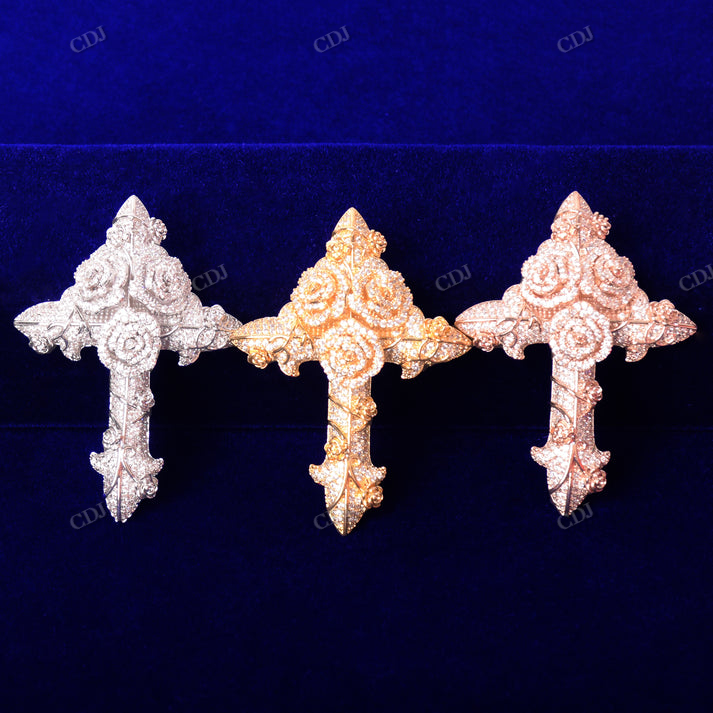 Hip Hop Two Tone Antique Design Cross Pendant hip hop jewelry CustomDiamJewel