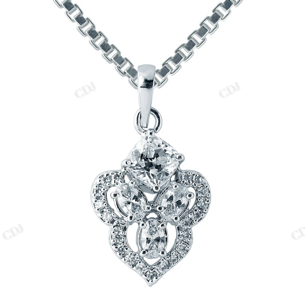 Sterling Silver Marquish and Round Fine Moissanite Pendant hip hop jewelry CustomDiamJewel
