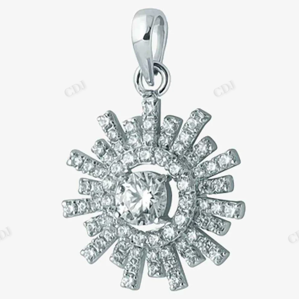 Sterling Silver Circle Leaf Shape Pendant hip hop jewelry CustomDiamJewel