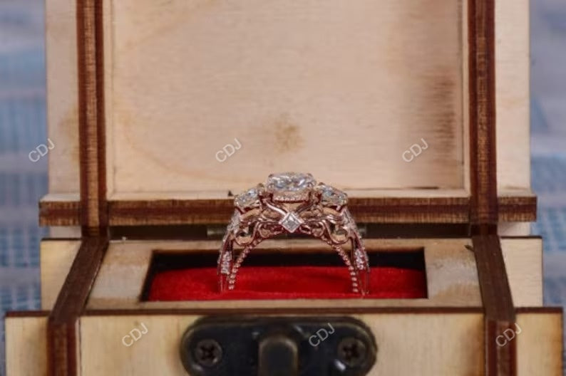 3.40 CTW Lab-Grown Diamond Milgrain Cluster Engagement Ring
