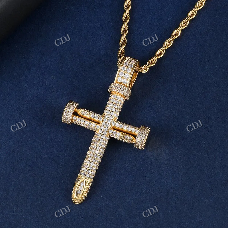 Premium Iced Out Moissanite Cross Pendant For Men hip hop jewelry CustomDiamJewel