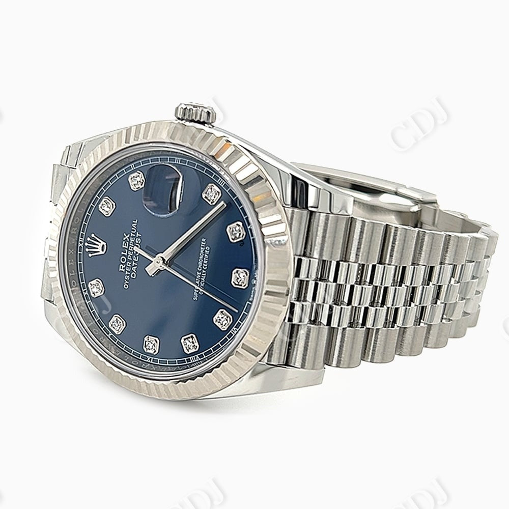 Blue Dial Stainless Steel Rolex Watch customdiamjewel