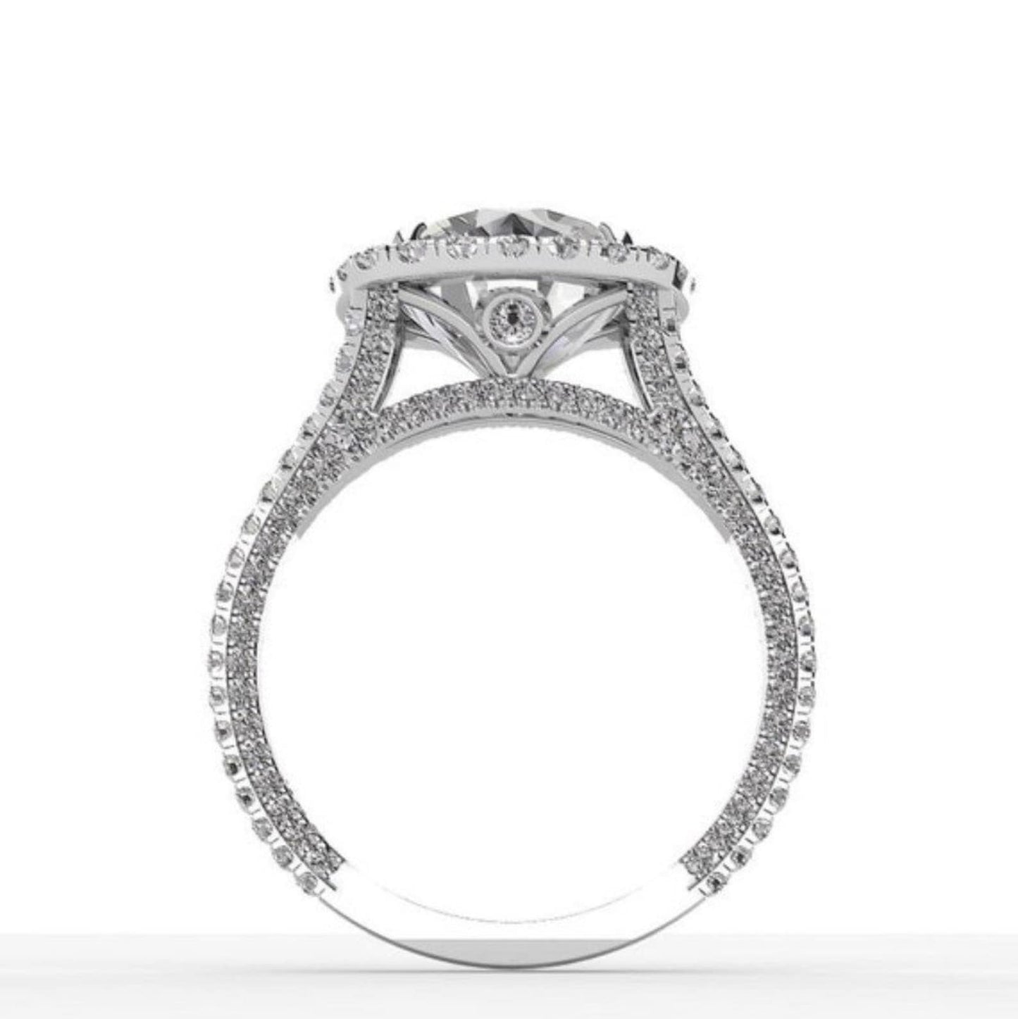 Round Cut Moissanite Halo Engagement Ring  customdiamjewel   