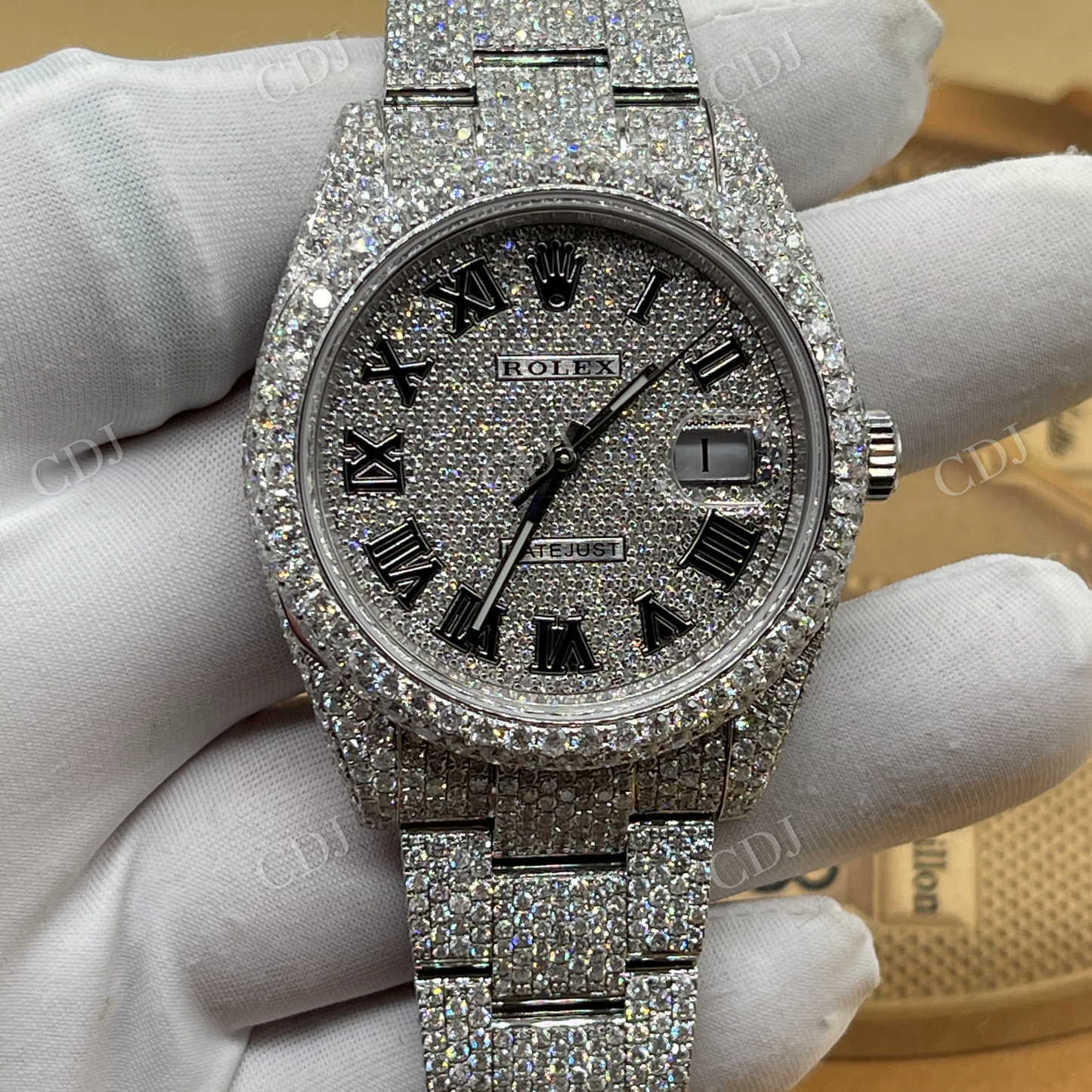 Moissanite Passed Out Diamond Tester Fully Iced Out Watch customdiamjewel