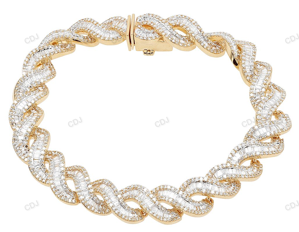 Wave Link Moissanite 925 Sterling Silver Unisex Bracelet hip hop jewelry customdiamjewel