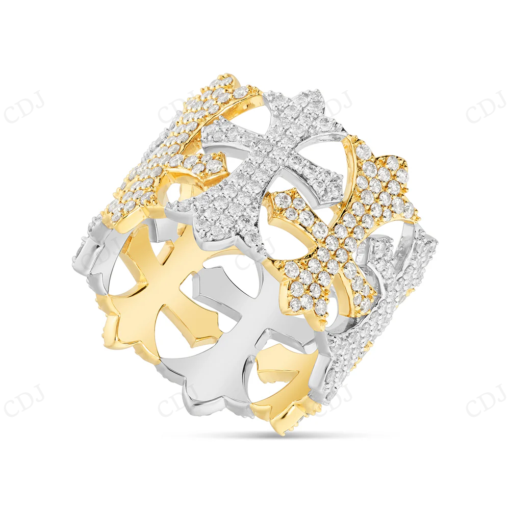 925 Sterling Silver Moissanite Diamond Cross Ring For Men hip hop jewelry CustomDiamJewel