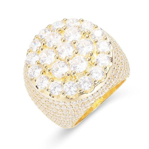 18K Yellow Gold VVS D Moissanite Men's Signet Ring hip hop jewelry CustomDiamJewel