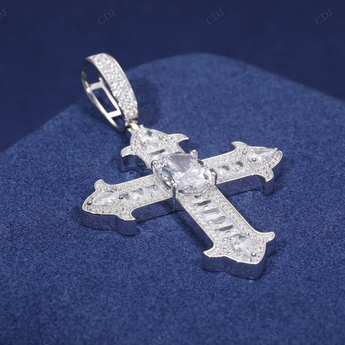 Baguette Cross Real Natural Diamond Pendant In 10K Gold hip hop jewelry CustomDiamJewel