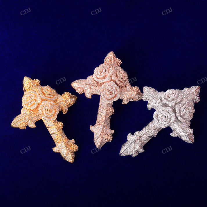 Hip Hop Two Tone Antique Design Cross Pendant hip hop jewelry CustomDiamJewel