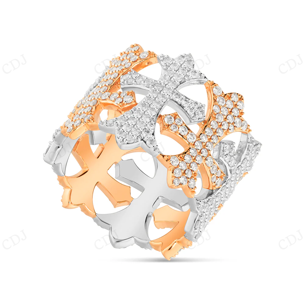 925 Sterling Silver Moissanite Diamond Cross Ring For Men hip hop jewelry CustomDiamJewel
