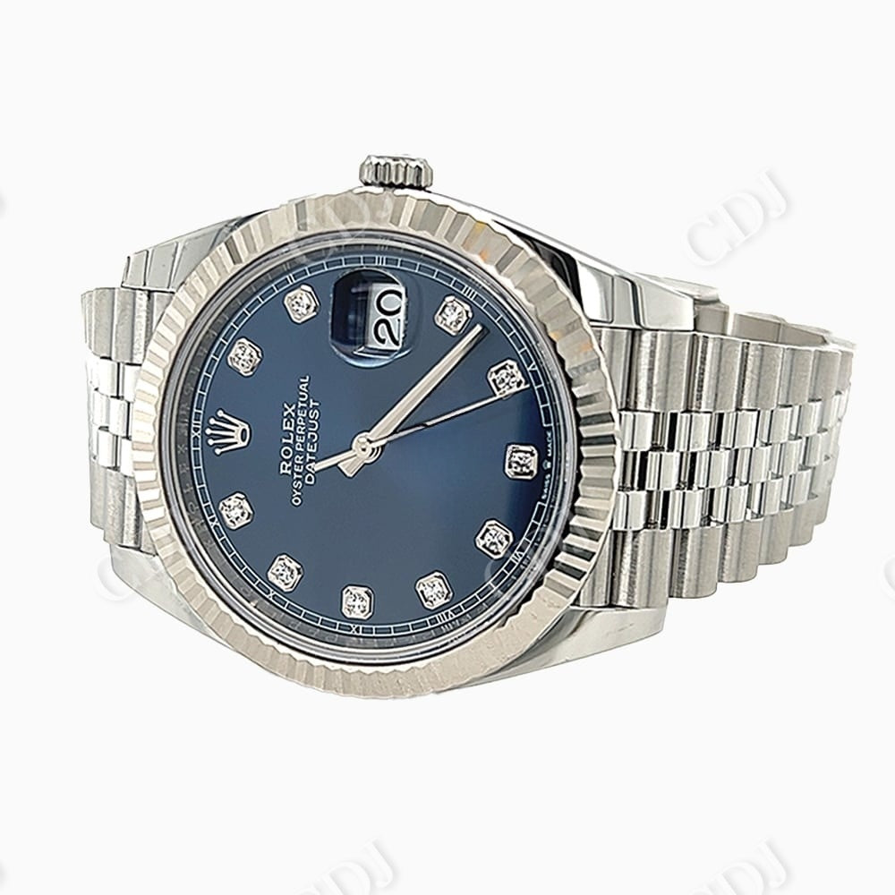 Blue Dial Stainless Steel Rolex Watch customdiamjewel