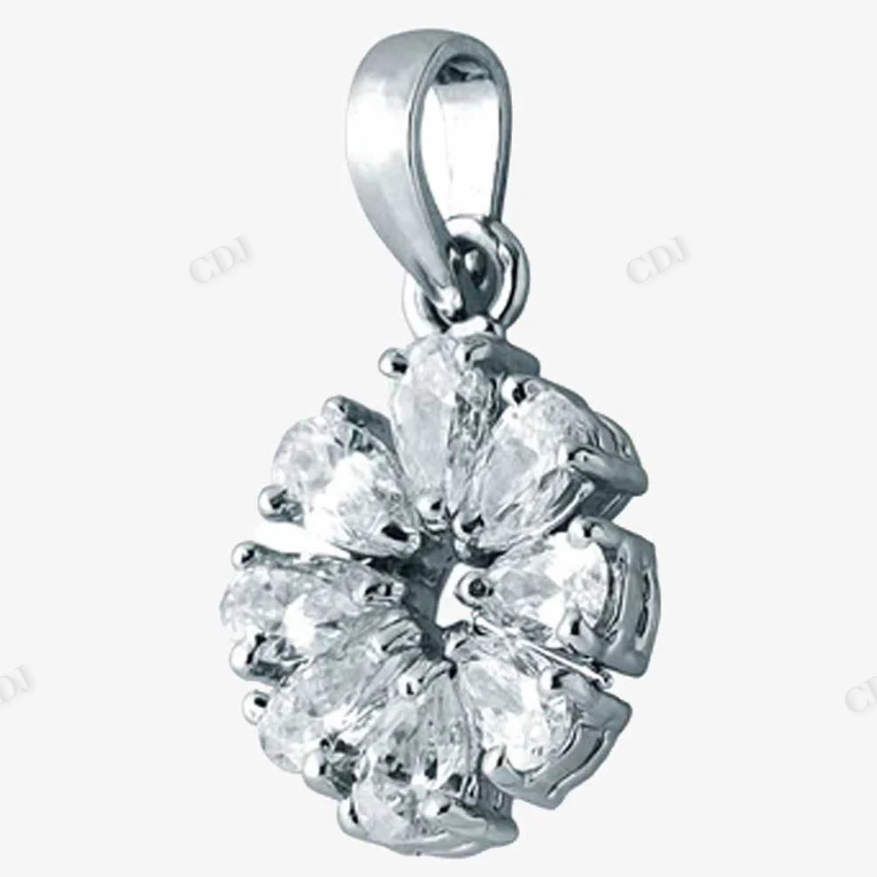 Sterling Silver Pear Cut Flower Shap Moissanite Pendant hip hop jewelry CustomDiamJewel