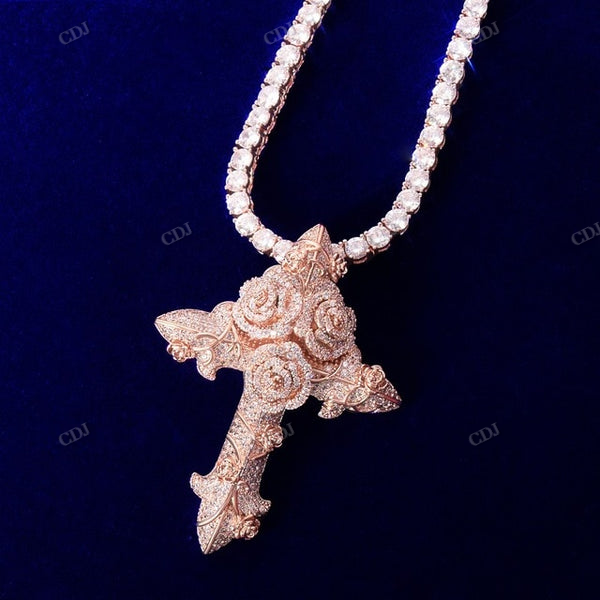 Hip Hop Two Tone Antique Design Cross Pendant hip hop jewelry CustomDiamJewel