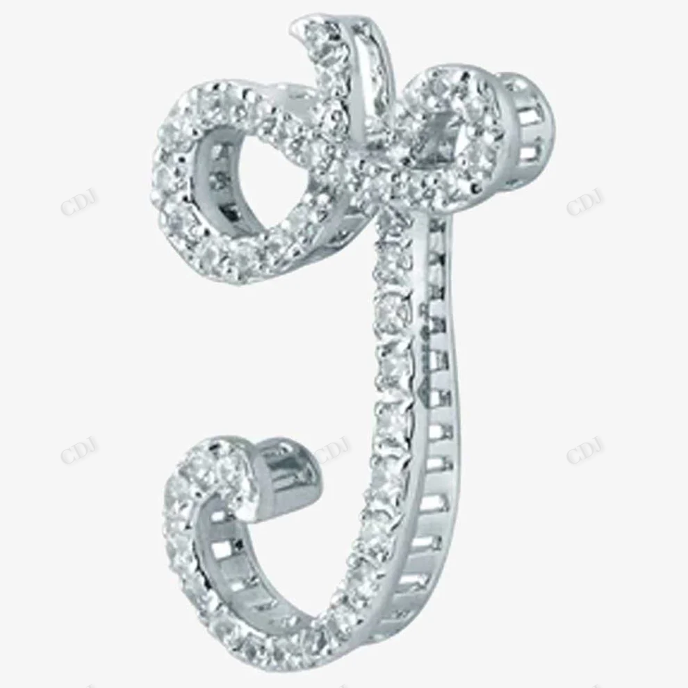 Sterling Silver Moissanite J Initial Letter Pendant hip hop jewelry CustomDiamJewel